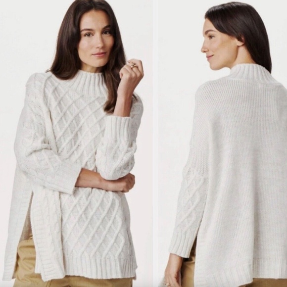 MerSea Seaport Lisbon Lattice Cable Knit Traveler Sweater Sea Salt ONE SIZE - Picture 4 of 14